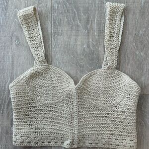 Zara Beige Crochet Knit Top